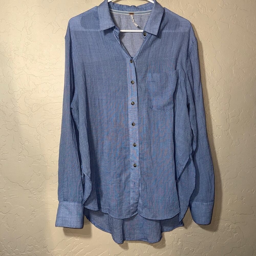 Free people that’s a wrap oversized lightweight beachy button up shirt size M - Picture 8 of 8